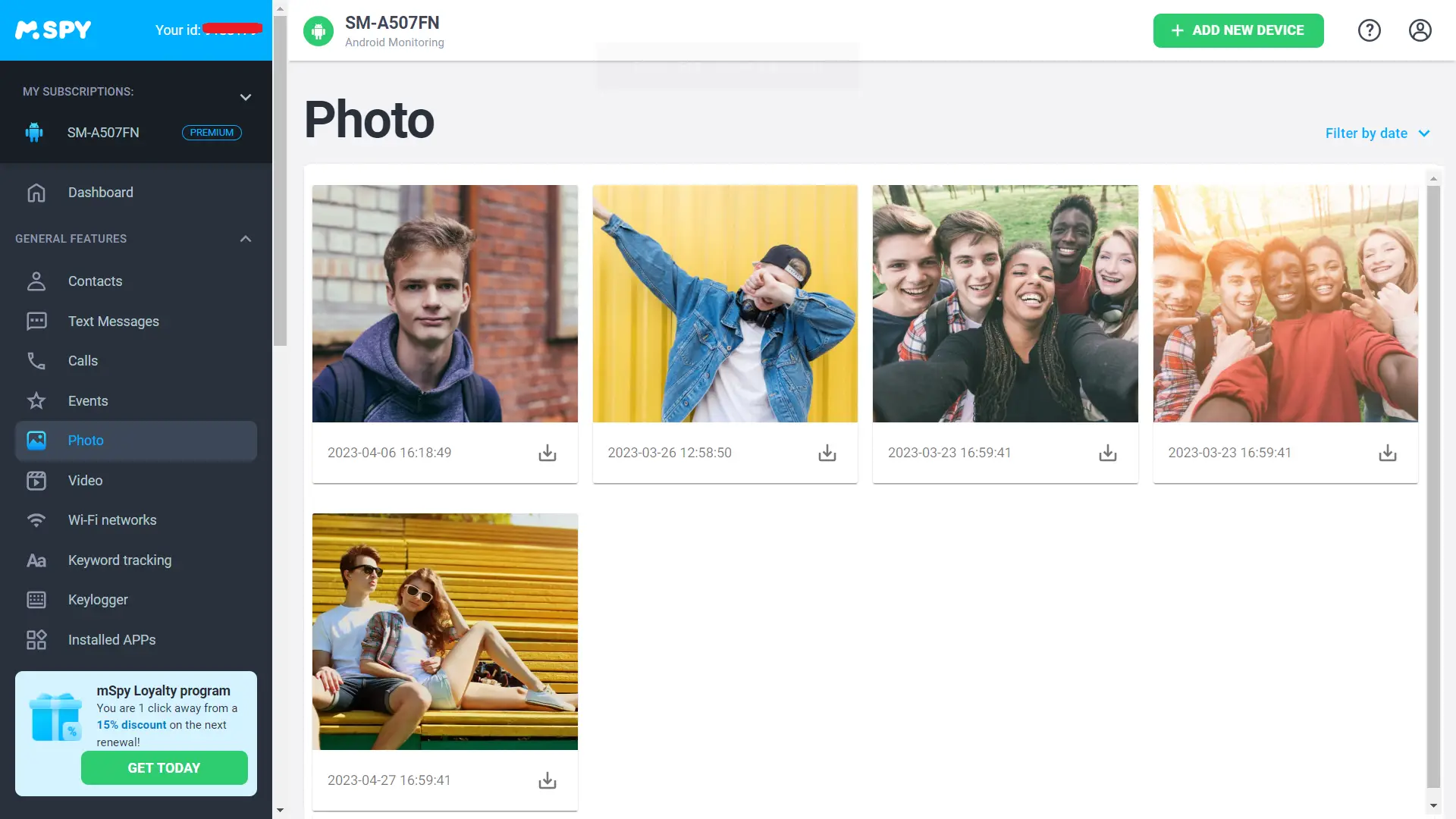 mSpy photos monitoring